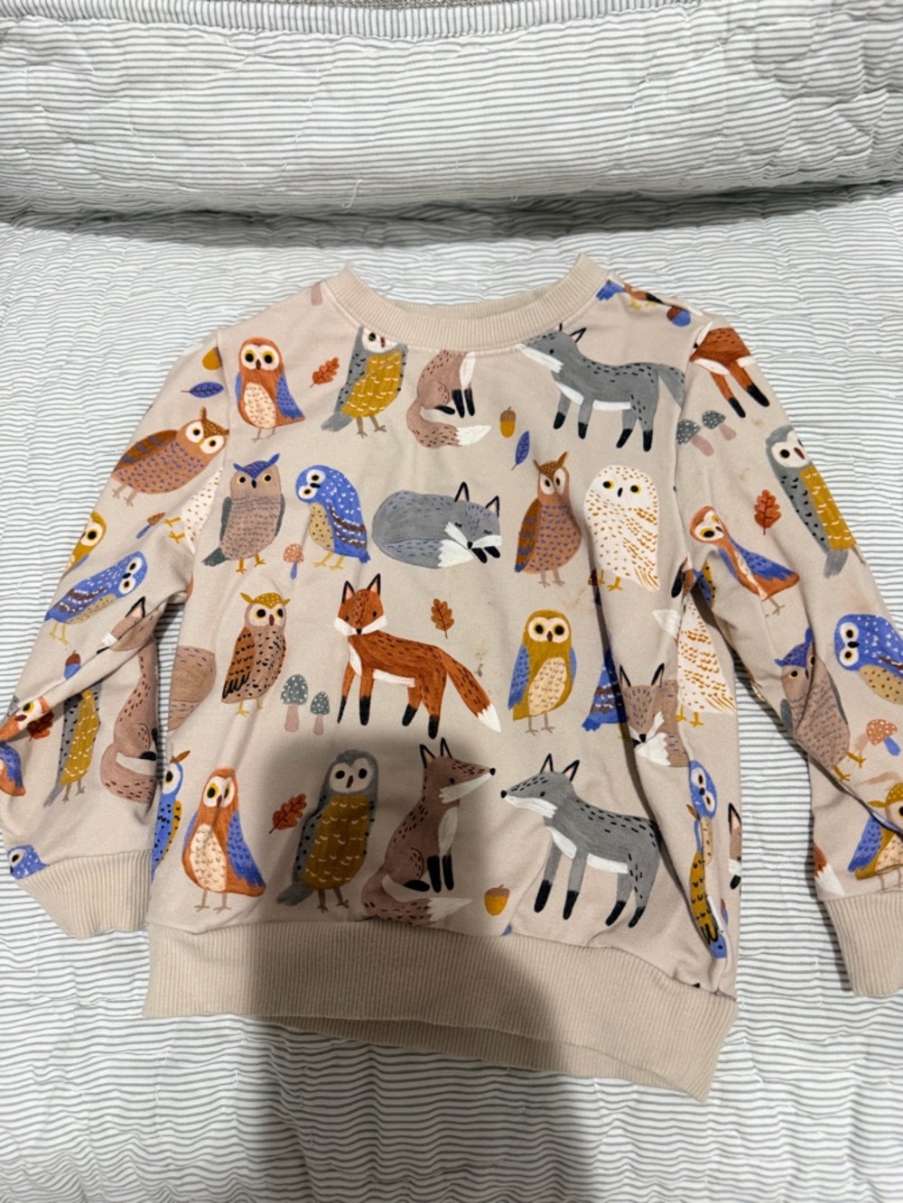 Little Sleepies Beige Forest Animal Sweatshirt with Multicolor Prints